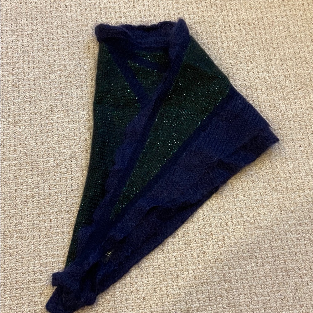 Diesel Dark Green and Navy Knit Triangle Scarf
